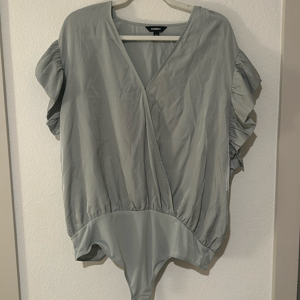 Ruffle Sleeve Wrap Bodysuit - Express